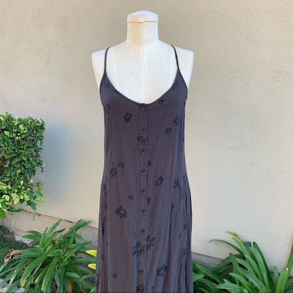 OBEY No. 89 Adjustable Button-Down Maxi Dress with Pockets Black Size XS - Picture 7 of 8
